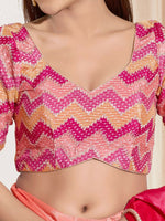 Thumbnail for Joban Fashion Pink Chiffon Padded Blouse With Square Neck Elbow Sleeves - Distacart