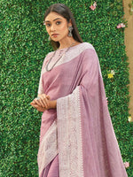 Thumbnail for Astita Onion Pink Linen Saree