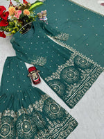 Thumbnail for Teeya Creation Womens New Heavy Fox Georgette Fabric With Heavy Embroidery Work Light-Green Kurta Set - Dista