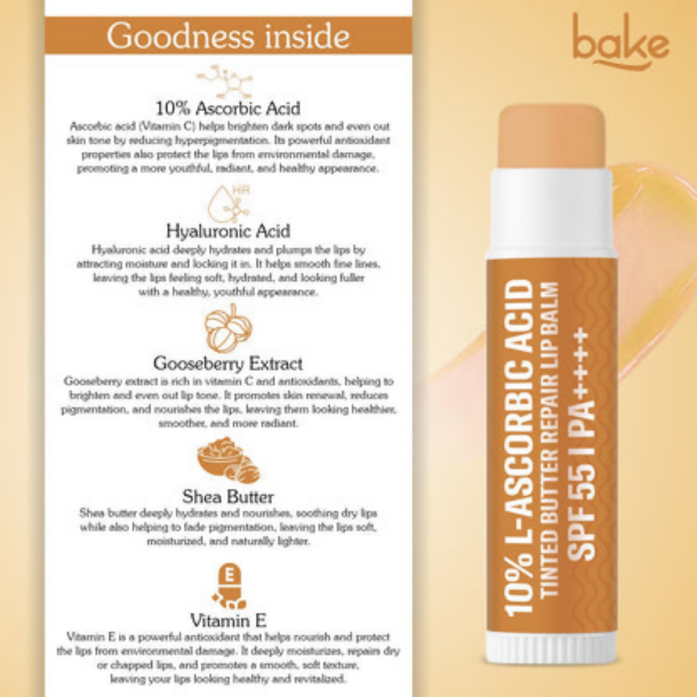 Bake 10% L-Ascorbic Acid Tinted Butter Brightening Lip Balm SPF 55 PA++++