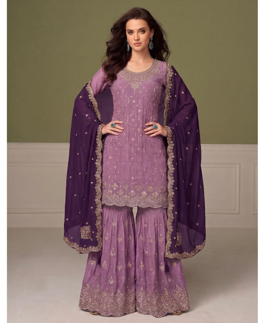 KC Heavy Chinon Lilac Salwar Suit For Women Ethnic Wear - Dista