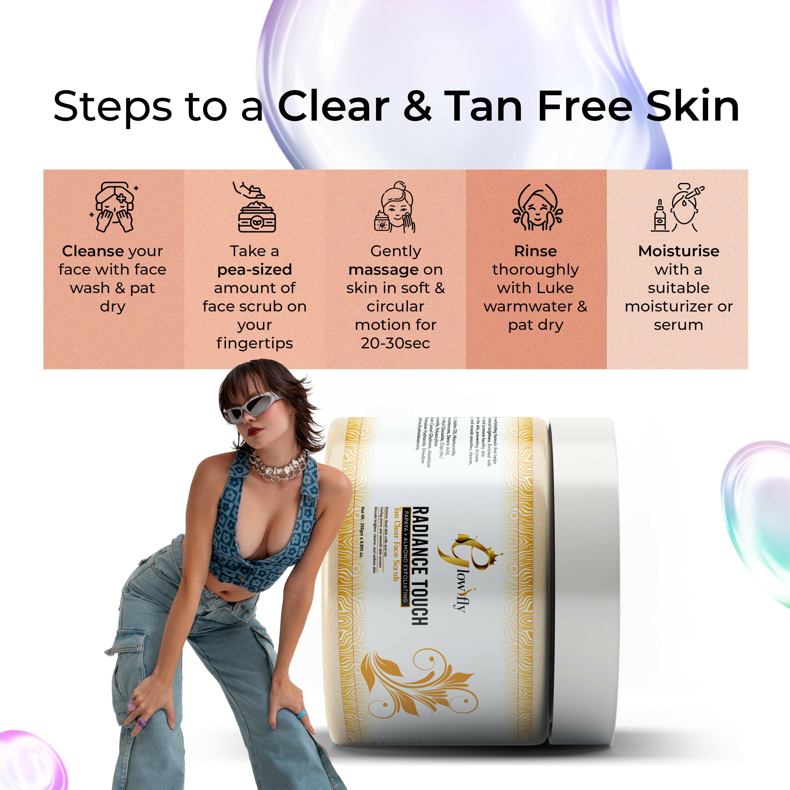 Glowifly Radiance Touch Tan Clear Face Exfoliating Scrub - Papaya Scrub for Face - Distacart