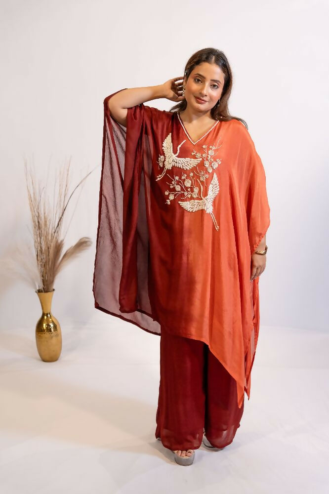 Timaraa Rust & Red Ombre Shaded Co-Ord Set - Dista