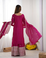 Thumbnail for Joban Fashion Pink Kurta Set Silk Sequins , Zari, Coding & Thread Embroidered work - Distacart