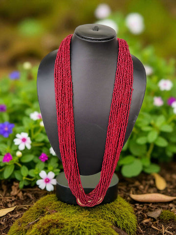 Inhanns Rangsaaz 20-Layer Luxe Long Beaded Only Necklace - Maroon Only Necklace - Distacart