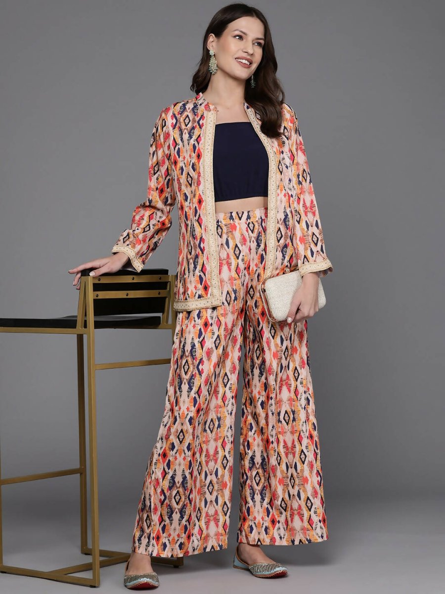 Ahalyaa Women Printed Ethnic Co-Ords - Blue Color - Distacart