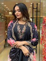 Thumbnail for Yash Enterprise Black Rayon Embroidery Party Wear Suit Set