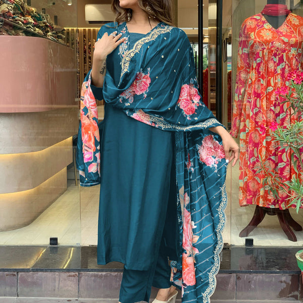 Yash Enterprise Morpankh Rayon Embroidery Party Wear Suit Set