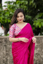 Thumbnail for Rani Silk Blend Ethnic Motifs Saree with Unstitched Blouse - A2M