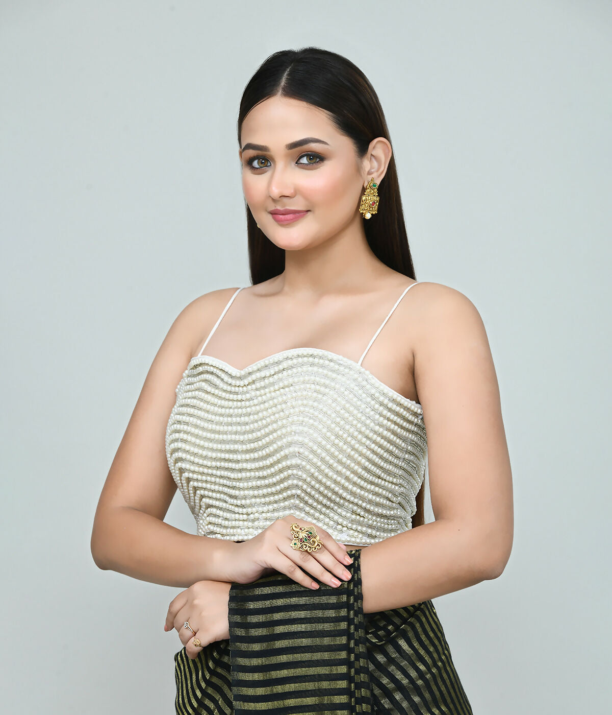 Joban Fashion Women's White Embroidered Stitched Blouse