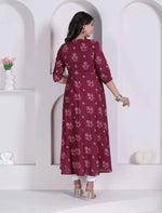 Thumbnail for Miravan Womens Maroon Floral Printed Angrakha Style Kurta - Dista