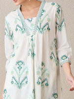 Thumbnail for Indo Era Women Floral Printed Regular Sequinned Pure Cotton Kurta with Palazzos