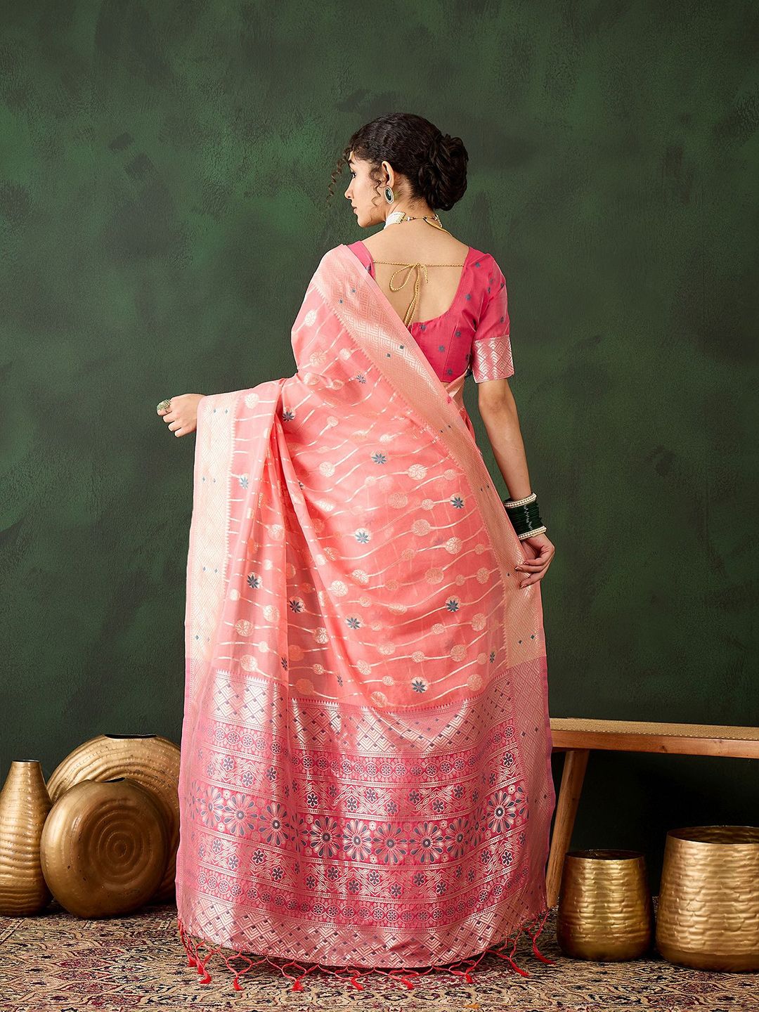 Mitera Ethnic Motifs Zari Saree - Distacart