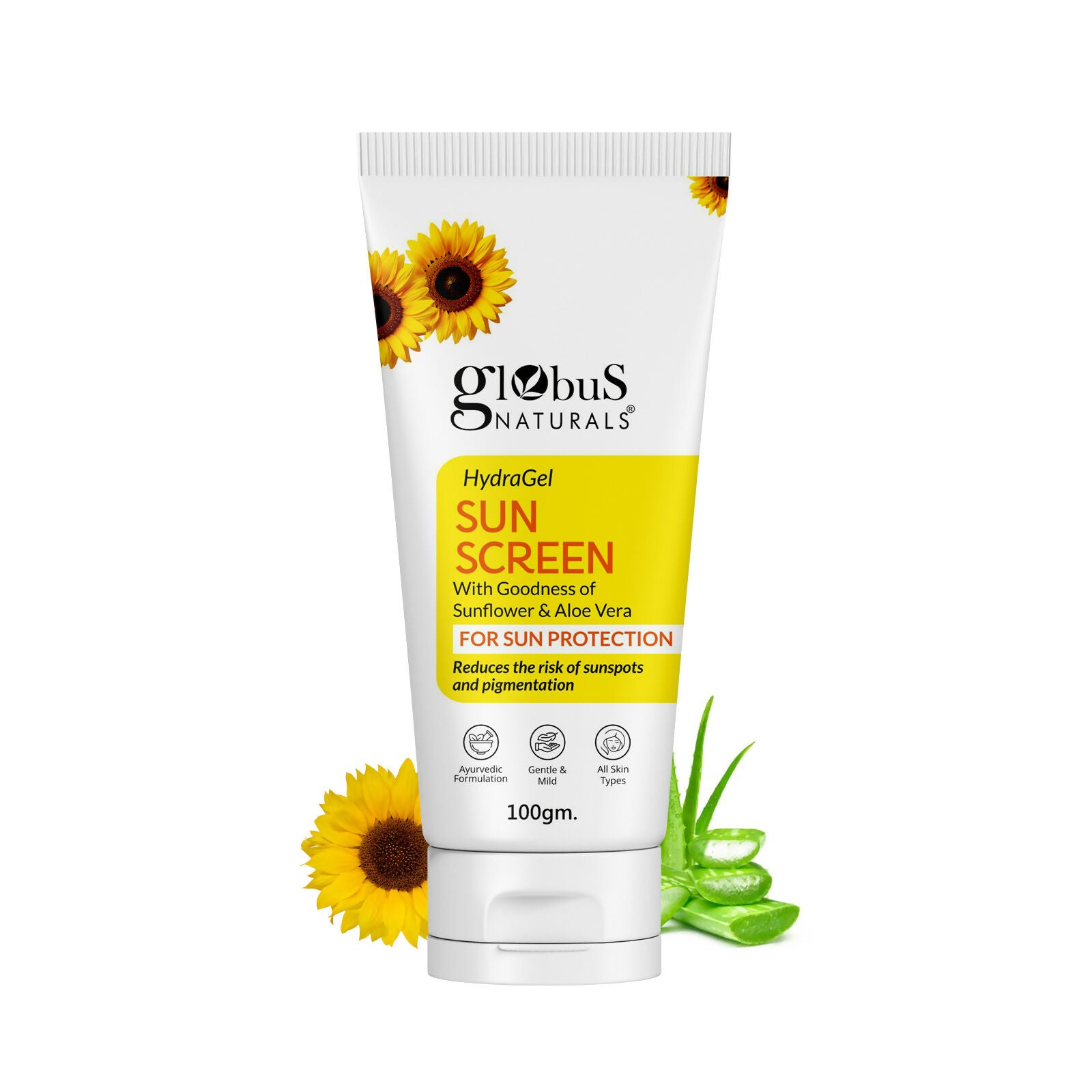 Globus Naturals Hydra Gel Sunscreen With Goodness of Sunflower & AloeVera For Sun Protection All Skin Types - Distacart