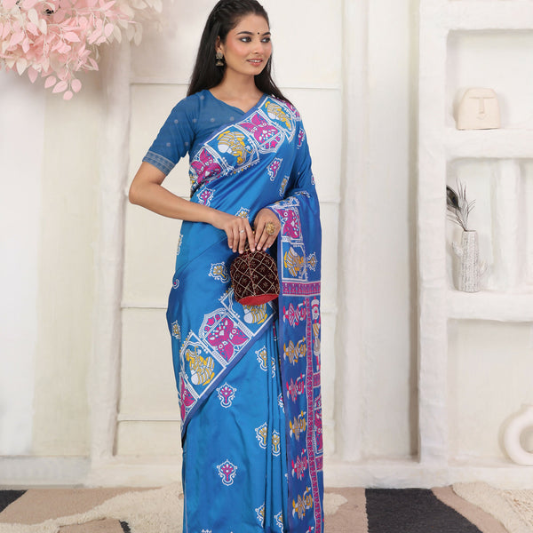 Astita Silk Blend Blue Saree