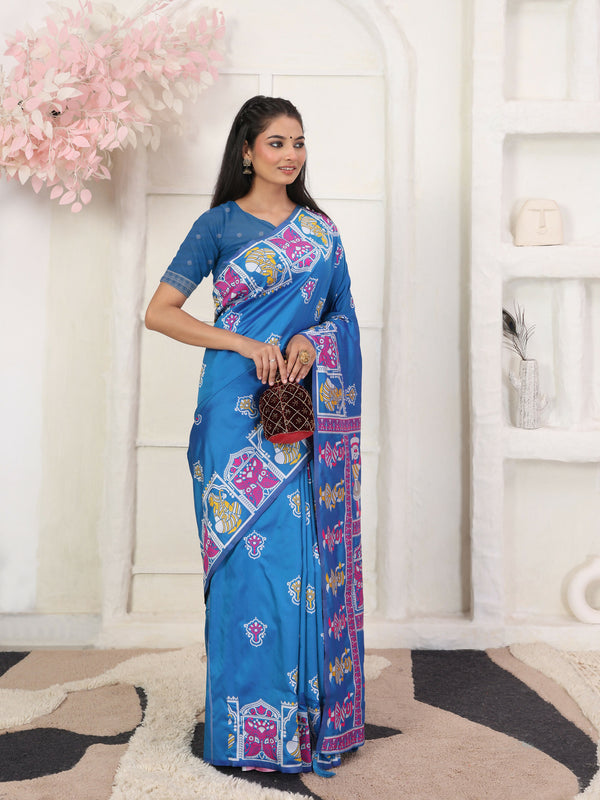 Astita Silk Blend Blue Saree