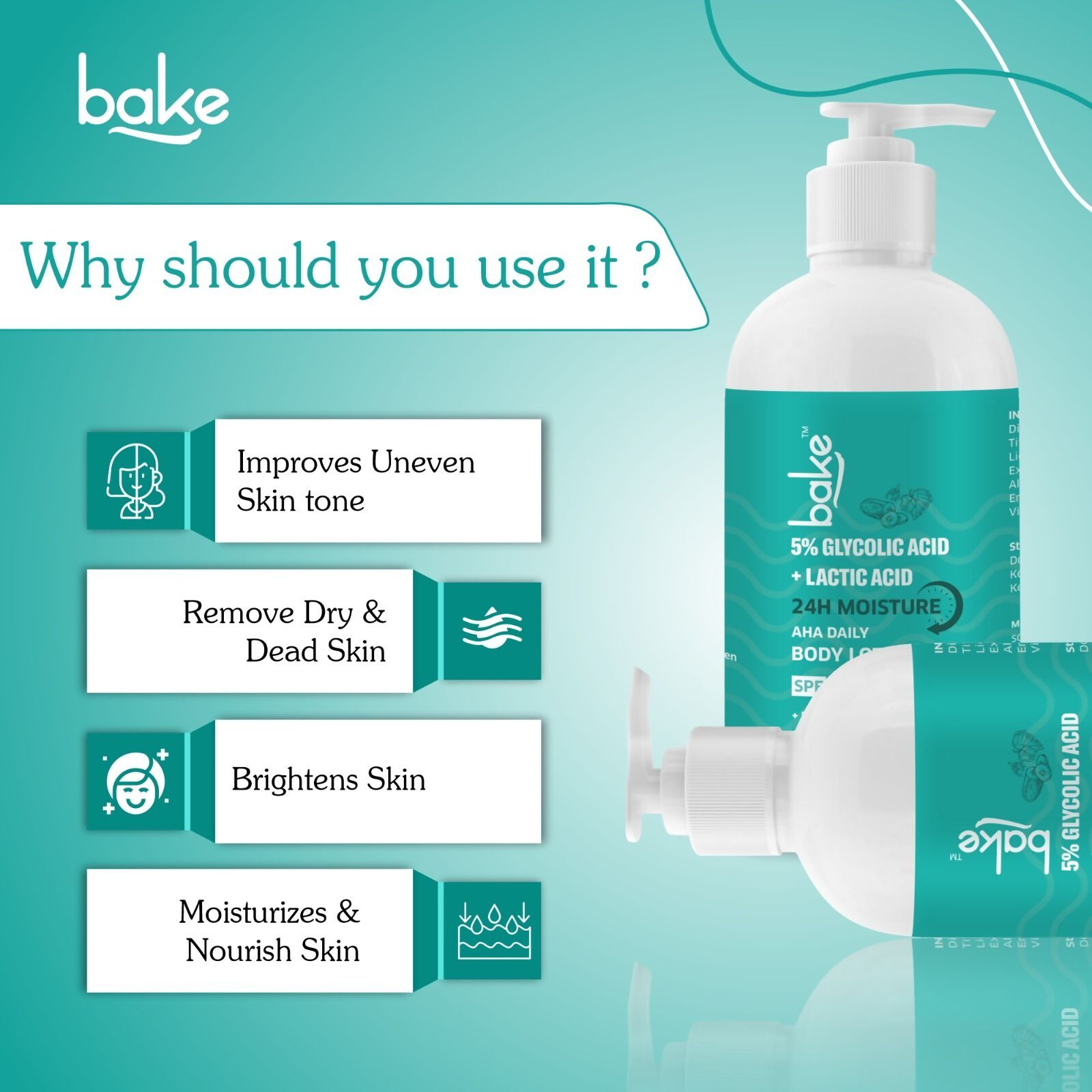 Bake 5% AHA Exfoliating Body Lotion SPF 30 - Distacart