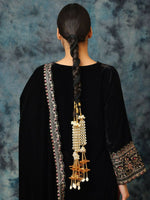 Thumbnail for Ruby Raang Gold Gota Pati Work And Threads With Pearrls And Black Thread And Shells - Distacart