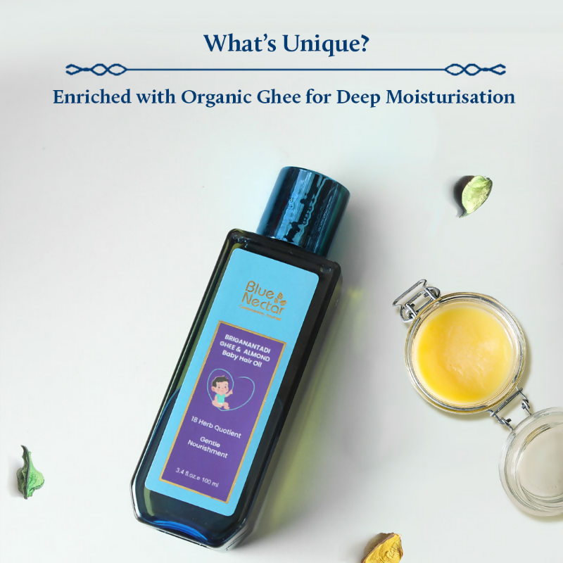 Blue Nectar Baby Hair Oil With Organic Ghee & Almond Oil - Distacart