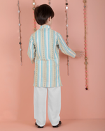 Thumbnail for Joban Fashion Kids Island Cotton Full Sleeves Striped Kurta and Pyjama- Blue - Distacart