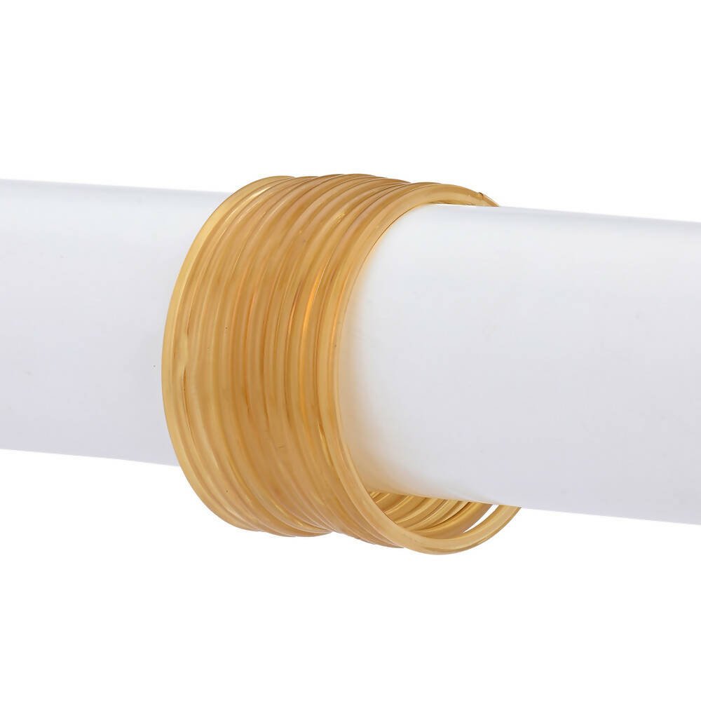 Afast Shining Yellow Glass Wedding, Party, Daily Use Bangle Set, Set Of 12 - Distacart