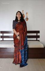 Thumbnail for Arfa Fashion House Brick Dual Tone Silk Digital Printed Saree - Distacart