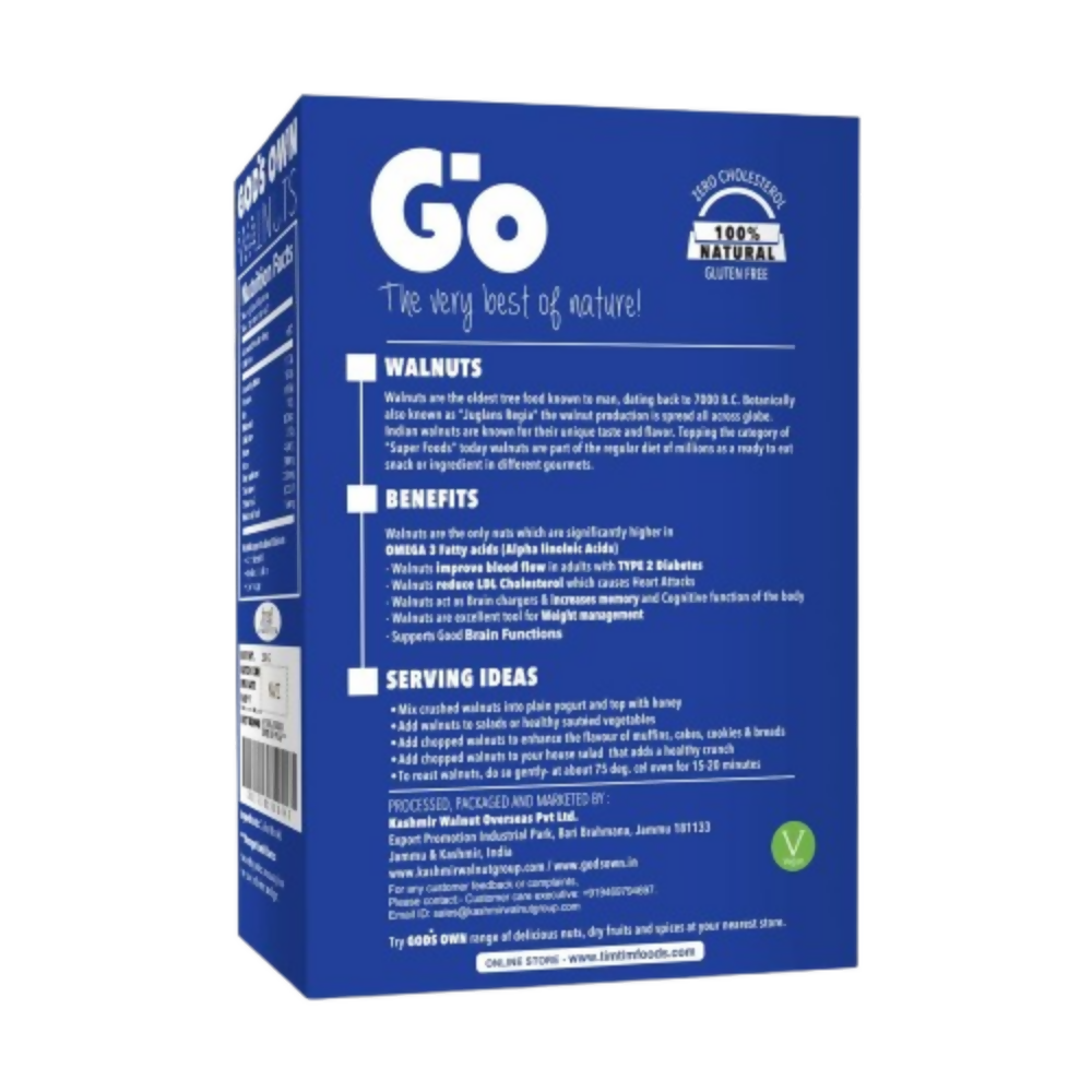 Go Organic Kashmiri Light Quarters Walnuts Kernels (Without Shell) - Dista