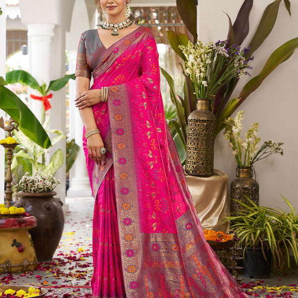 Astita Pink Soft Silk Saree - Distacart