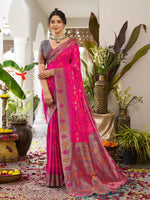 Thumbnail for Astita Pink Soft Silk Saree - Distacart
