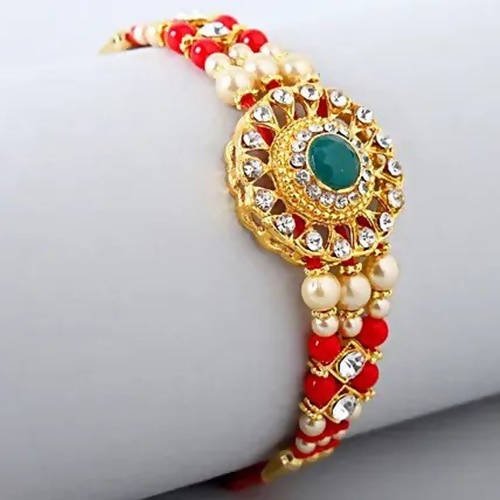 American Diamond Motif Rakhi and Cadbury Silk Chocolates in usa