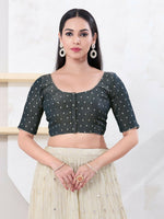 Thumbnail for Joban Fashion Cobalt-Blue Tissue Elbow Sleeveless Front Open Blouse