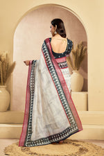 Thumbnail for Vastranavya Digital Printed Linen Ready To Wear Pocket Saree with Unstitched Blouse - Distacart