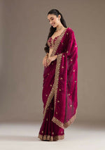 Thumbnail for Joban Fashion Red Frendy Satin Silk Party Wear Sarees - Distacart