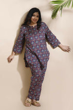 Thumbnail for Breathables Geometric Cotton Co-Ord Set – Blue - Dista
