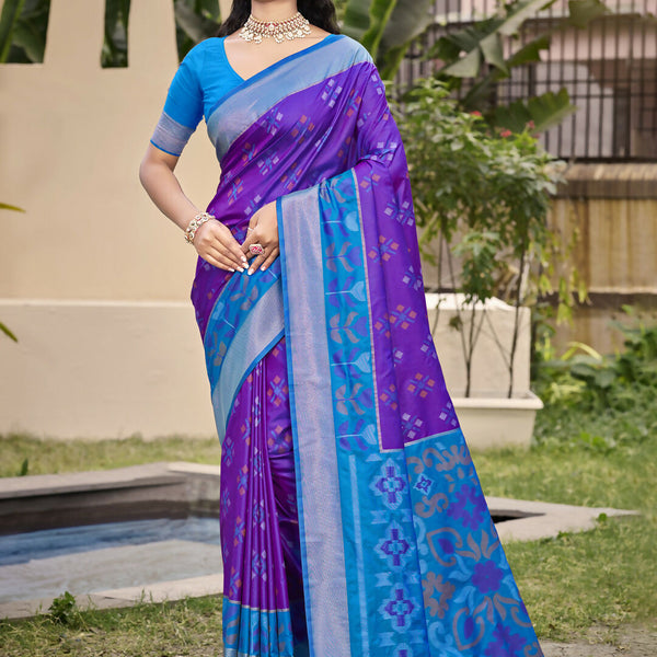 Astita Pochampalli Silk Violet Saree