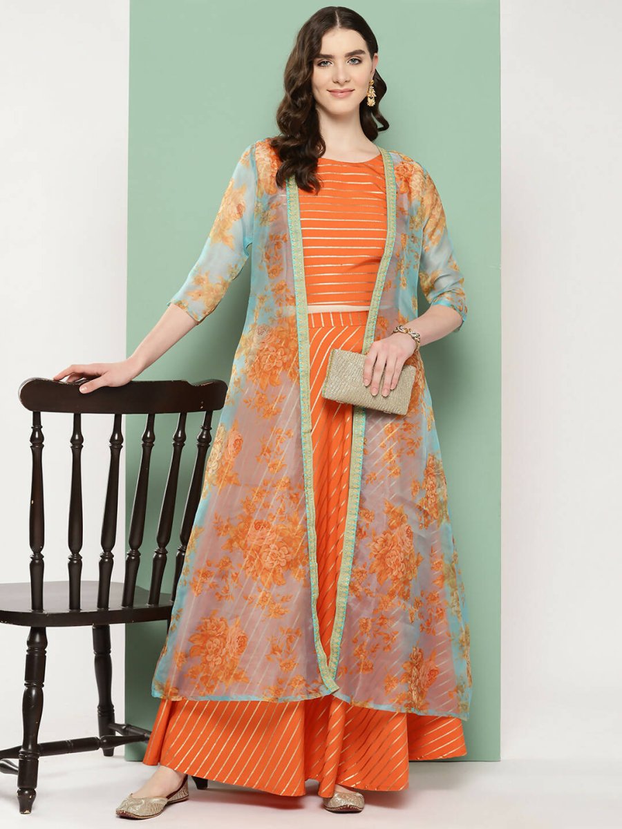 Ahalyaa Women's Traditional Wear Co-ods - Orange - Distacart