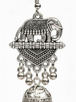 Thumbnail for NVR Women Elephant Design German Silver Oxidised Jhumka Earrings - Distacart