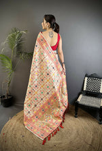 Thumbnail for Joban Fashion Cream Banarasi Soft Silk Woven Saree