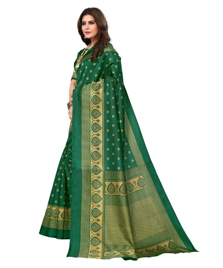 Vamika Green Printed Art Silk Saree - Distacart