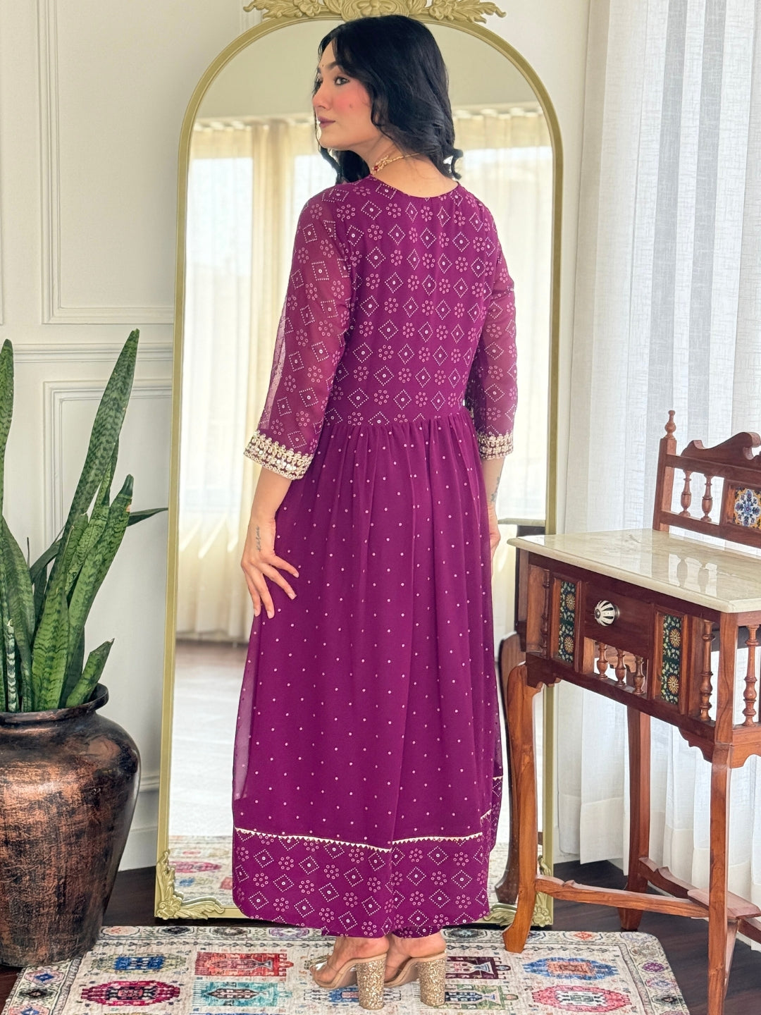 The52 Women Beautiful Georgette Fabric Angrakha Kurta, Pant and Dupatta Set