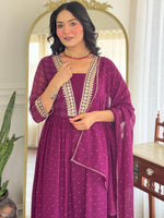 Thumbnail for The52 Women Beautiful Georgette Fabric Angrakha Kurta, Pant and Dupatta Set