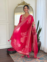 Thumbnail for The52 Women Gorgeous Roman Silk Fabric Straight Kurta, Pant and Dupatta Set