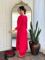 Thumbnail for The52 Women Gorgeous Roman Silk Fabric Straight Kurta, Pant and Dupatta Set
