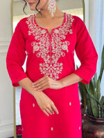 Thumbnail for The52 Women Gorgeous Roman Silk Fabric Straight Kurta, Pant and Dupatta Set