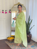 Thumbnail for The52 White Women's Viscose Chanderi Fabric Straight Kurta, Pant and Dupatta Set