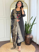 Thumbnail for The52 Women Gorgeous Roman Silk Fabric Straight Kurta, Pant and Dupatta Set