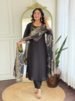 Thumbnail for The52 Women Gorgeous Roman Silk Fabric Straight Kurta, Pant and Dupatta Set