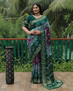 Thumbnail for Anaita Grey Woven Design Pure Bandhej Soft Silk Saree - Distacart