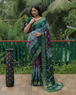 Thumbnail for Anaita Grey Woven Design Pure Bandhej Soft Silk Saree - Distacart