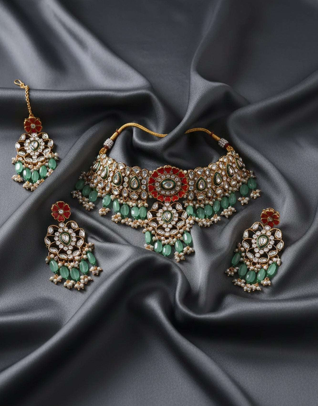 Jewel City Stunning Handcrafted Kundan Choker Jewelry Set - Distacart